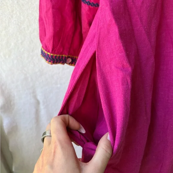 Sundance Saira Cover Up Pink Tassels Long Sleeve Embroidered - Picture 3 of 5